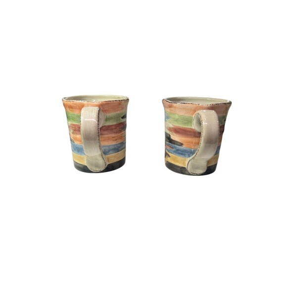 Tabletops Lifestyles Coffee Mug Calvia Hand Painted Multicolor 16 oz Set Of 2 - Picture 3 of 11